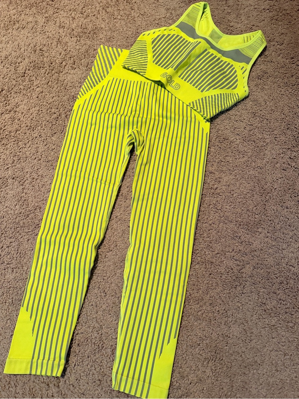 Neon Yellow Striped Athletic Set